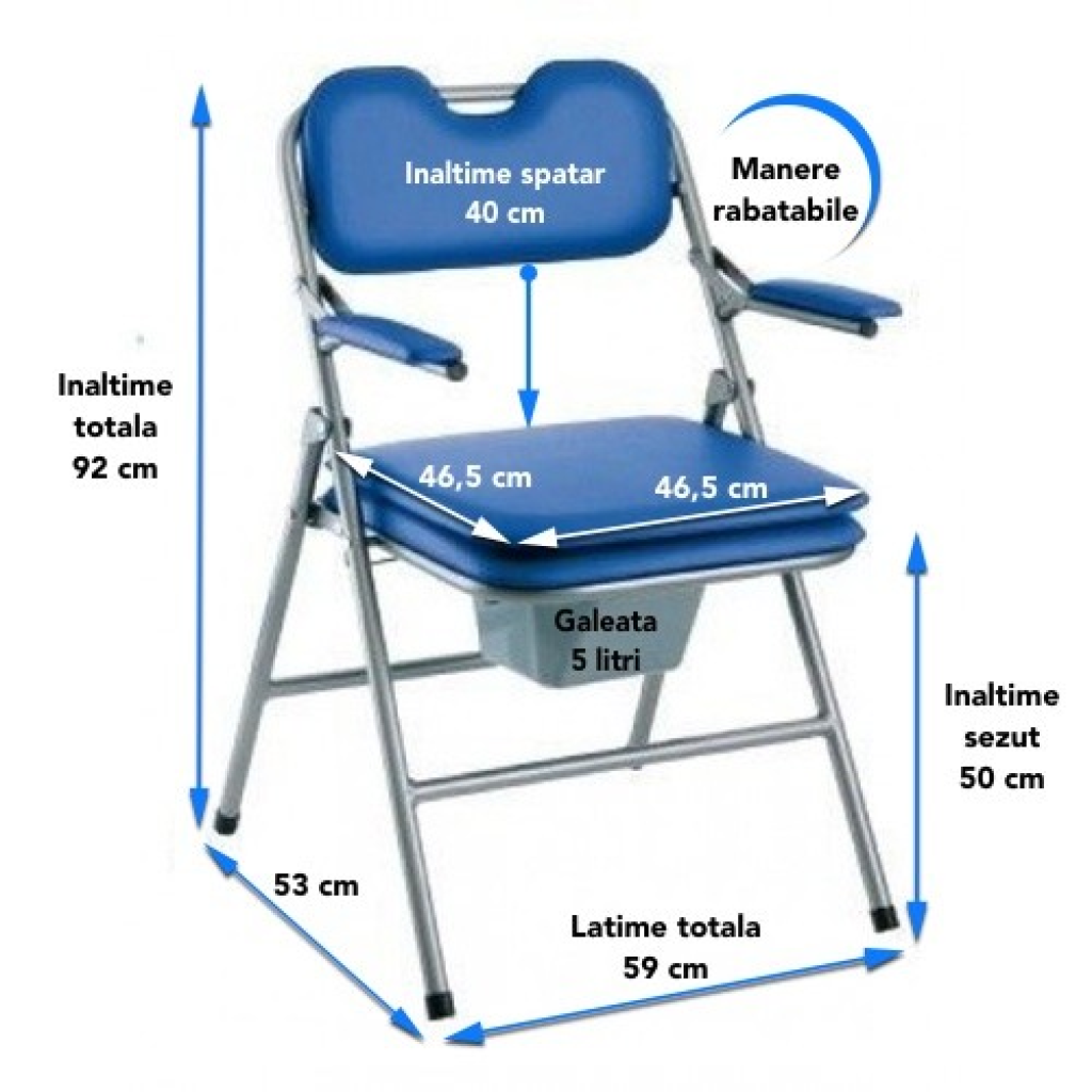 Scaun toaleta pliabil cu sezut moale Ortomobil 047410