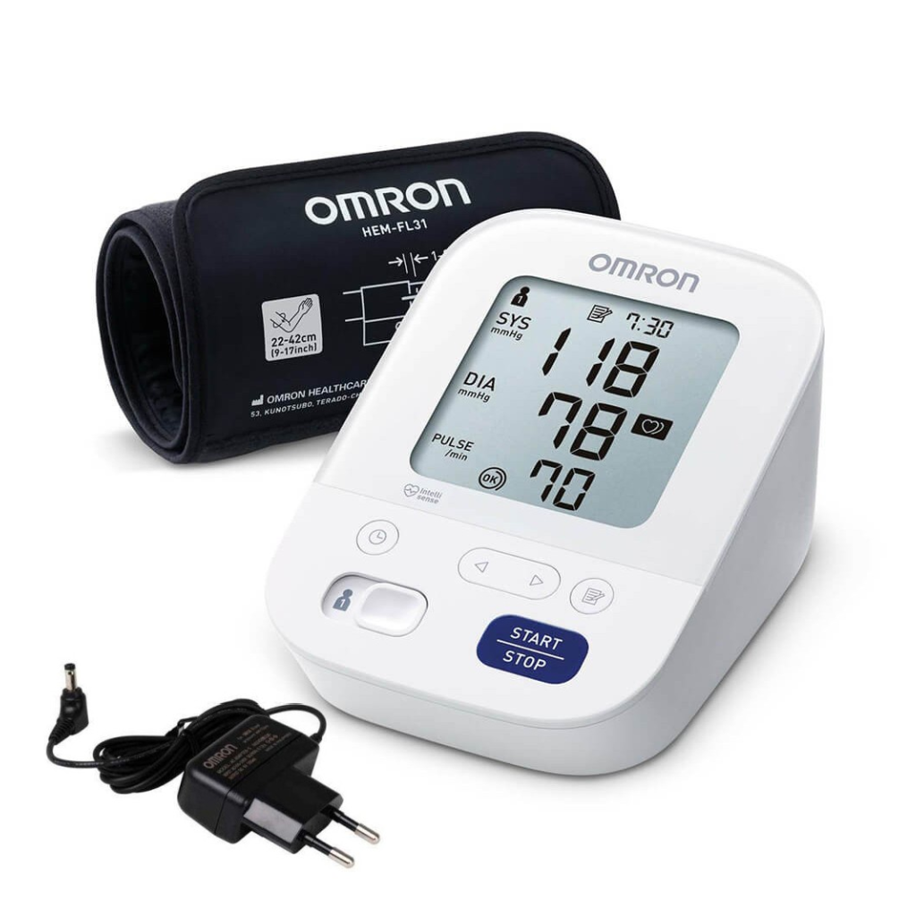 Tensiometru electronic de brat Omron M3 Comfort, cu adaptor priza inclus (M3C-7155-E-Adaptor) cu manseta preformatata